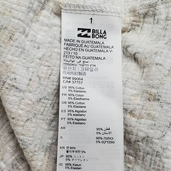 Billabong Women’s Small Peasant Top Yellow Floral Boho Crinkle Cotton Blouse Tie - Picture 6 of 7